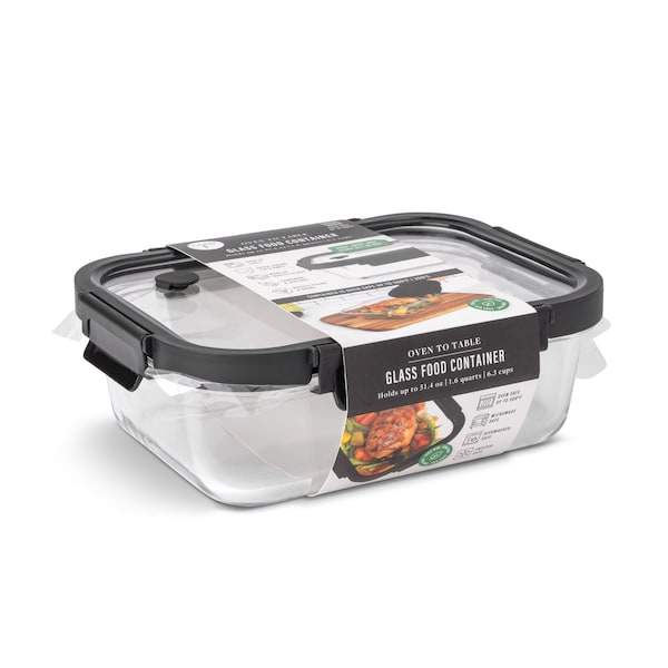 Core Kitchen 51.4oz Glass Food Storage Container w/ Glass Vented Lid - Onyx 50779 - main